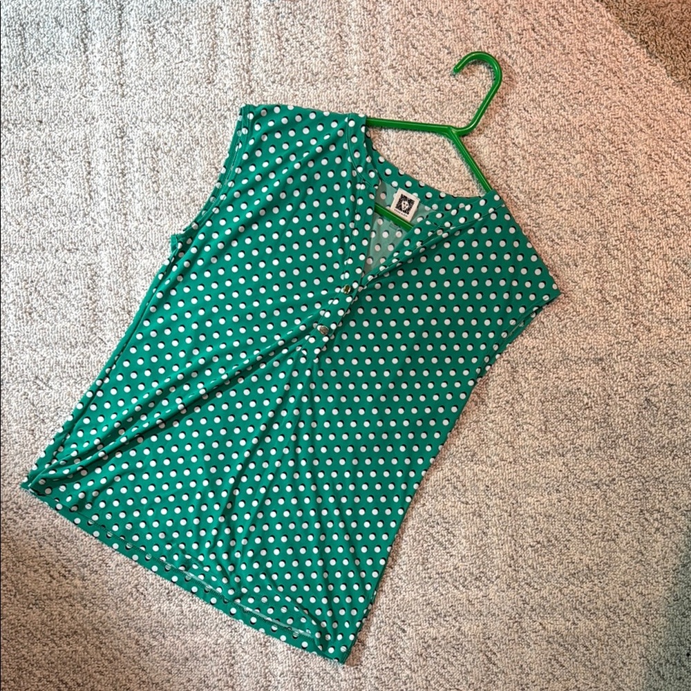 Anne Klein Green Polka Dot Blouse